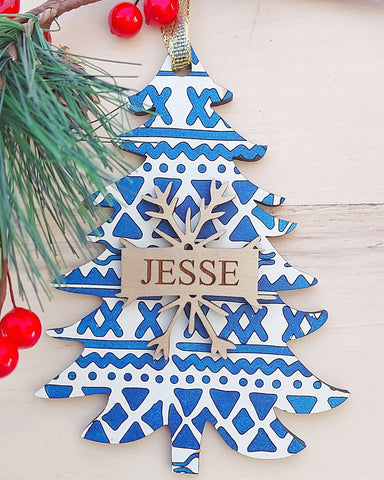 Personalized Boho Christmas Tree Ornament