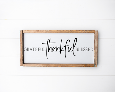 3D Grateful Thankful Blessed Sign