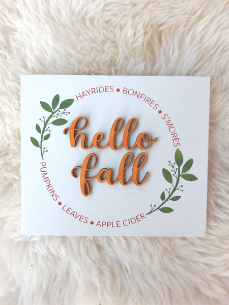 3D 'Hello Fall' Sign