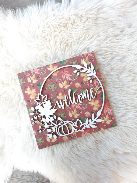 Fall Welcome Sign | 3D Welcome Sign | Paper Back Welcome Sign | Autumn Wall Hanging | Thanksgiving Wall Decor | Home Decor | Fall Wood Sign